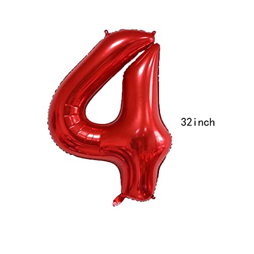 Superhero Spiderman 4th Birthday Decorations Red Number 4 Balloons 32 Inch | The Spiderman Birthday Balloons for Kids Birthday Baby Shower Decorations (Spiderman 4th Birthday)