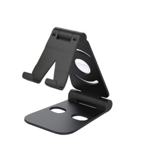 foldable cell phone stand, portable mobile phone holder, adjustable cell phone holder for desk, adjustable view angle, stable holder for phones