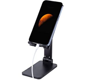 adjustable cell phone stand, angle height adjustable, foldable desk cell phone stand holder, phone dock cradle compatible with all mobile phones, iphone, switch, ipad, tablet (black)