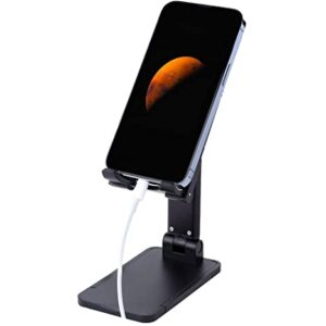 Adjustable Cell Phone Stand, Angle Height Adjustable, Foldable Desk Cell Phone Stand Holder, Phone Dock Cradle Compatible with All Mobile Phones, iPhone, Switch, iPad, Tablet (Black)