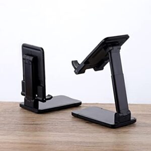 Adjustable Cell Phone Stand, Angle Height Adjustable, Foldable Desk Cell Phone Stand Holder, Phone Dock Cradle Compatible with All Mobile Phones, iPhone, Switch, iPad, Tablet (Black)