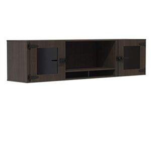 safco mirella 72" wall mounted hutch with glass doors in southern tobacco
