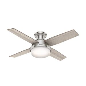 hunter fan company 50282 hunter dempsey indoor low profile ceiling fan with led light and remote control, 44", brushed nickel finish