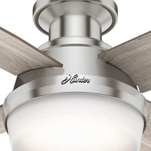 Hunter Fan Company 50282 Hunter Dempsey Indoor Low Profile Ceiling Fan with LED Light and Remote Control, 44", Brushed Nickel Finish