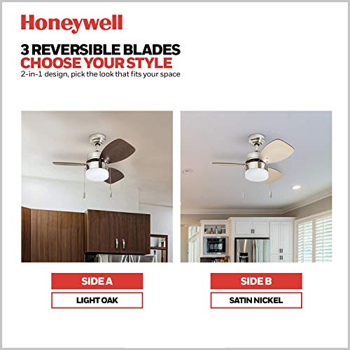 Honeywell Ceiling Fans Ocean Breeze, 30 inches, Contemporary LED Light Kit