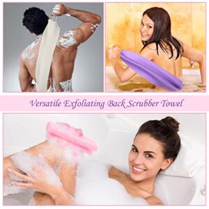 7 Pieces Exfoliating Back Scrubber for Shower with Handles Nylon Back Exfoliator Back Washers Stretchable Pull Strap Exfoliating Loofah Washcloth for Women Men Body Deep Cleaning Massages