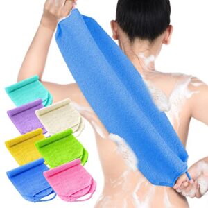 7 pieces exfoliating back scrubber for shower with handles nylon back exfoliator back washers stretchable pull strap exfoliating loofah washcloth for women men body deep cleaning massages