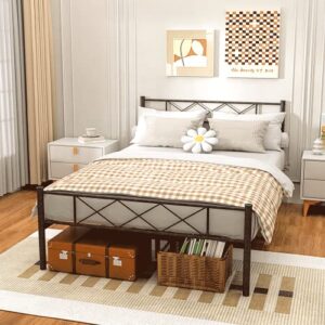 aolthin metal platform bed frame, 12 "metal bed frame base storage, no box springs required, easy to assemble, full