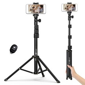 phopik phone tripod stand : selfie stick tripod,phone tripod extendable camera & cell phone tripod stand for iphone & android phone, heavy duty aluminum, lightweight