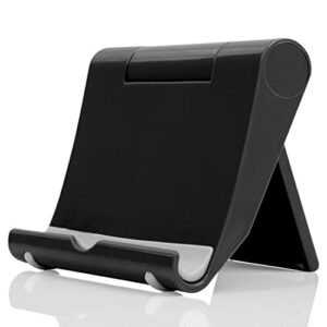 JUSDIQIR Cell Phone Stand for Desk, Foldable Cell Phone Holder Mobile Phone Dock Multi-Angle Universal Adjustable Tablet Holder Compatible with Most Cell Phone and Tablet (Black)