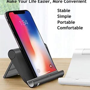 JUSDIQIR Cell Phone Stand for Desk, Foldable Cell Phone Holder Mobile Phone Dock Multi-Angle Universal Adjustable Tablet Holder Compatible with Most Cell Phone and Tablet (Black)