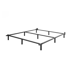 mofesun metal bed frame queen - black metal platform bed 9-leg base, tool free easy assembly for box spring and mattress (queen)