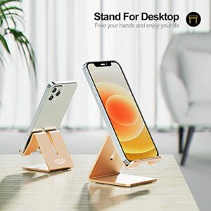 Urmust Desk Cell Phone Stand Holder Aluminum Phone Dock Cradle for iPhone 14 13 12 11 Pro Xs Max Xr X 8 7 6 6s Plus 5 5s 5c, Office Decor Office Supplies Accessories Desk (Gold)