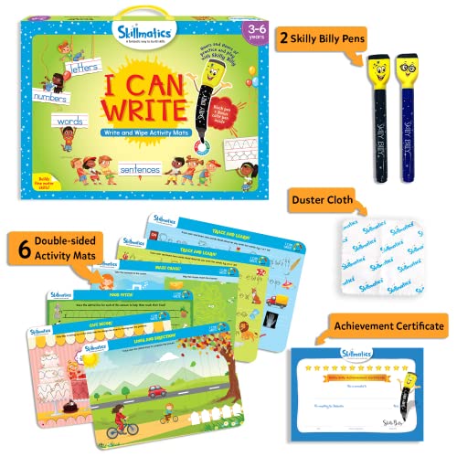 Skillmatics Educational Game - I Can Write, Reusable Activity Mats with 2 Dry Erase Markers, Gifts for Ages 3 to 6
