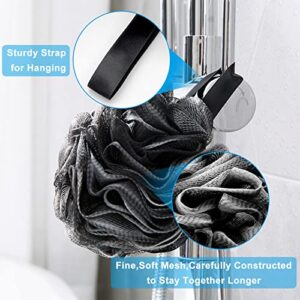 Loofah Handled Back Brush for Shower & Bath Shower Scrubber Bouquet Sponge,1 Pack Long Handled Shower Sponge,2 Pack 75g XL Exfoliate Charcoal Mesh Poufs Shower Bouquet for Women and Men