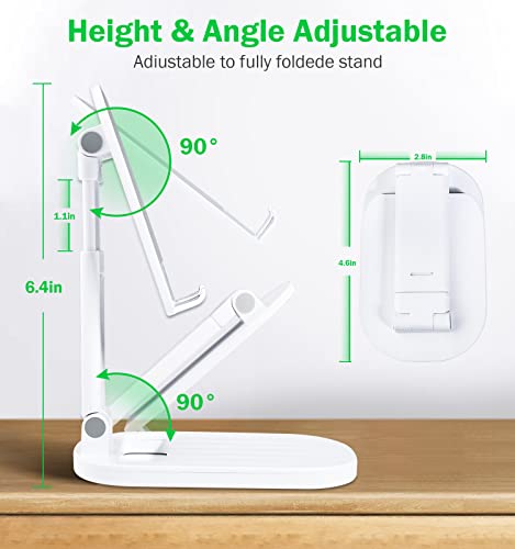 Foldable Cell Phone Stand for Desk,Height Adjustable Holder Portable Cellphone Cradle Desktop Dock Compatible with iPhone 14 13 12 Pro Max Mini Se,Samsung Galaxy S23 S22 4-8'' Smartphone