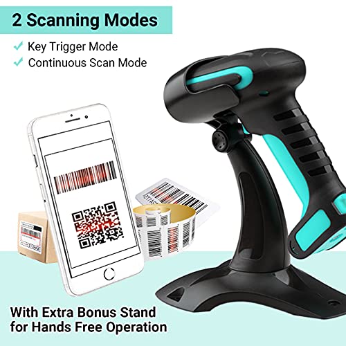 Tera 1D 2D QR Barcode Scanner Wireless with Stand, Heavy Duty Industrial IP66 Drop Resistance, Image Scanning Handheld Reader Compatible for Bluetooth with Vibration Alert Model 8100