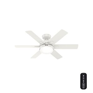 hunter fan 44 inch casual fresh white finish indoor ceiling fan with light kit and remote control (renewed)