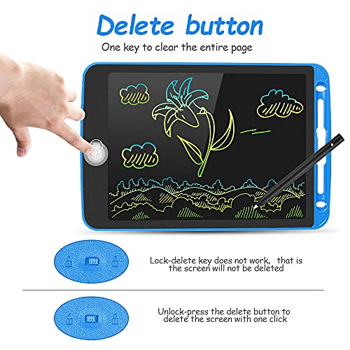 LCD Writing Tablet 10 Inch Toddler Doodle Board, Colorful Drawing Tablet, Erasable Electronic Painting Pads, Educational and Learning Kids Toy for 2 3 4 5 6 Year Old Boys and Girls Gifts(Dark Blue)