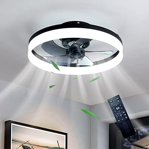 Ceiling Fan Black Ceiling Fans with Lights App & Remote Control, Timing & 3 Led Color Ceiling Fan with Light, 6 Wind Speeds 20In Modern Ceiling Fan for Bedroom, Living Room, Small Room