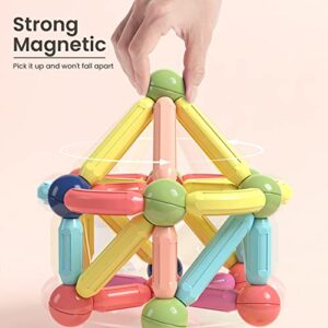 BAKAM Magnetic Building Blocks for Kids Ages 4-8, STEM Construction Toys for Boys and Girls, Large Size Magnetic Sticks and Balls Game Set for Kid’s Early Educational Learning (64PCS)