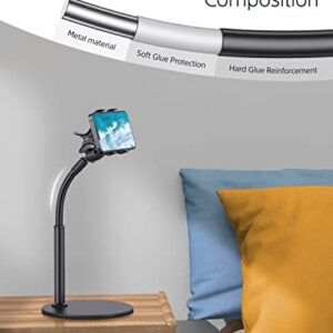 Cell Phone Stand, Gooseneck Flexible Arm Universal Phone Holder, Angle Height Adjustable Phone Stand for Desk, Lazy Bracket Holder, Aluminum Alloy Phone Holder Compatible with 3.5"-6.7" Devices(Black)