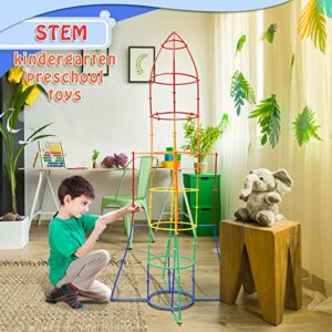 Creative Straw Toys 450Pcs STEM Building Toys Aged for 3 4 5 6 7+ Preschool Kids Constructor Toy Thin Tube Toy DIY Educational Toy Interlocking Plastic Engineering Toys Kit for Boys and Girls Gift