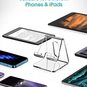 KTRIO Acrylic Cell Phone Stand, Clear Phone Holder, Transparent Phone Stand for Desk Phone Dock Cradle Compatible with iPhone 14 13 Pro Max 12 11 XR, All Smartphones 4-8 inch, Desk Accessories