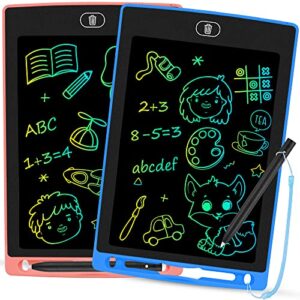 2 pack lcd writing tablet, 8.5 inch toddler colorful doodle board, erasable reusable electronic drawing tablet scribbler pads, educational kids toys gift for age 2 3 4 5 6 7 8 years old boys girls