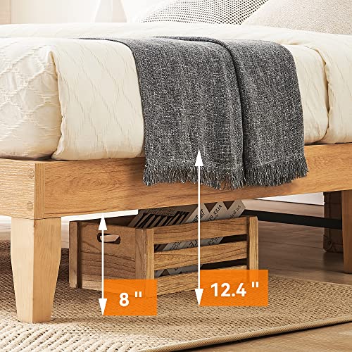 IDEALHOUSE Full Bed Frame with Natural Rattan Headboard, Platform Bed Frame Full Size with Storage Headboard, Mattress Foundation, Noise-Free, No Box Spring Needed