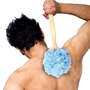 Shower Loofah, Bath Sponge Set Includes 1 Long Handled Back Scrubber & 1 Shower Brush for Women & Men Body, Exfoliating Scrubber Brush for Spa Washing, Blue & Pink