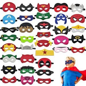 superhero masks party favors for kid, 35 pieces superhero cosplay masks for birthday party, superhero party masks children masquerade cosplay eye masks