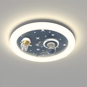 DLSixYi Children's Room Led Ceiling Lamp Creative Cartoon Astronaut Kid's Room Ceiling Fans with Lights Bedroom Ceiling Fan Lamp for Boys Girls Room Ventilator Lamp 46W