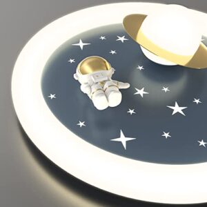 DLSixYi Children's Room Led Ceiling Lamp Creative Cartoon Astronaut Kid's Room Ceiling Fans with Lights Bedroom Ceiling Fan Lamp for Boys Girls Room Ventilator Lamp 46W