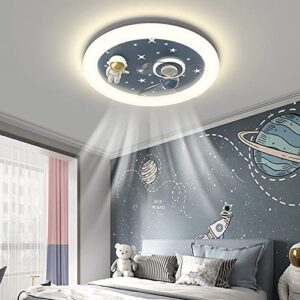 DLSixYi Children's Room Led Ceiling Lamp Creative Cartoon Astronaut Kid's Room Ceiling Fans with Lights Bedroom Ceiling Fan Lamp for Boys Girls Room Ventilator Lamp 46W