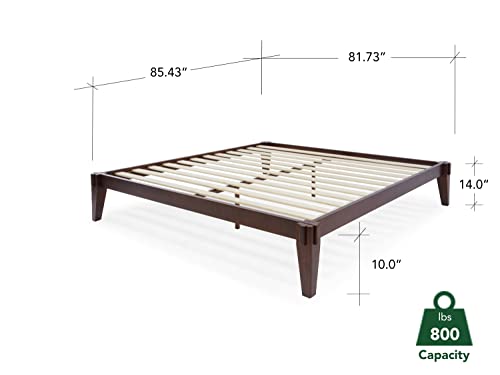 Bme Chalipa 14” King Bed Frame - Wood Platform Bed - Wood Slat Support - No Box Spring Needed - Easy Assembly - Minimalist & Modern Style, Walnut