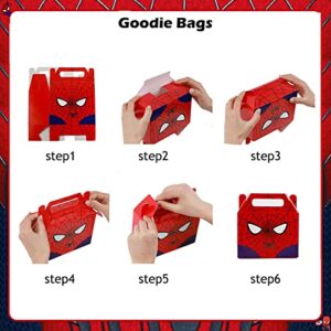 Spiderman Birthday Party Favors Supplies,130 Pcs,Include Button Pins, Key Chain, Bracelet, Spider Masks, Goodie Bags, Blower Whistles, Stickers for Classroom Rewards Hero Carnival Prizes Decorations