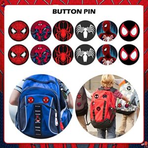 Spiderman Birthday Party Favors Supplies,130 Pcs,Include Button Pins, Key Chain, Bracelet, Spider Masks, Goodie Bags, Blower Whistles, Stickers for Classroom Rewards Hero Carnival Prizes Decorations