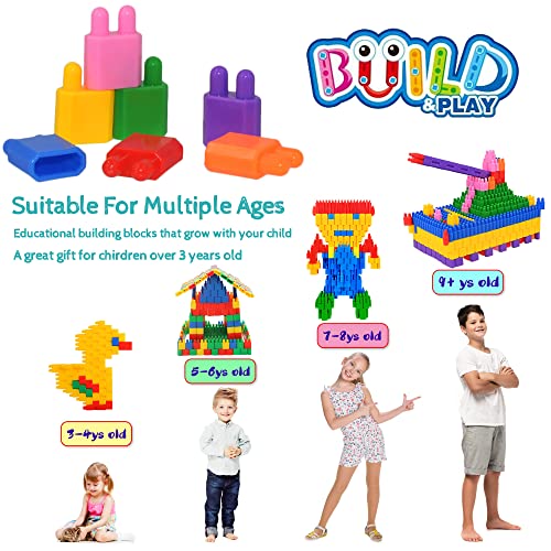 FUBAODA Kids 600pcs Set Building Blocks Construction Toy - Learning Playset STEM Toy Set Educational Kit Child Branin Development Preschool Kindergarten Toy