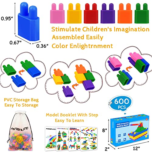 FUBAODA Kids 600pcs Set Building Blocks Construction Toy - Learning Playset STEM Toy Set Educational Kit Child Branin Development Preschool Kindergarten Toy