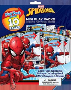 bendon mini play packs, each with mini coloring book, 2 mini crayons, and a sticker,10-pack (spider-man)