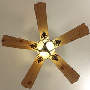 ZHYH LED Ceiling Fan Lamp with Light and Control Vintage Bark Lighting Lights Chandelier for Home Kitchen Glass Lampshade