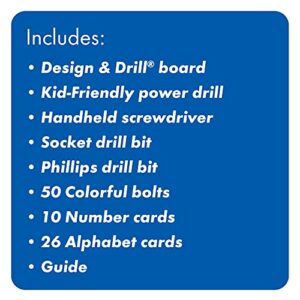 Educational Insights Design & Drill ABCs & 123s, 90 Pieces with Electric Drill Toy, Preschool Kindergarten Classroom Essentials, Ages 3+