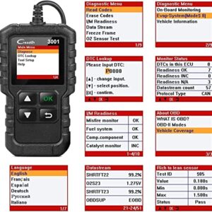 LAUNCH Creader 3001 OBD2 Scanner, Engine Fault Code Reader Mode 6 CAN Diagnostic Scan Tool for All OBDII Protocol Cars Since 1996, Lifetime Free Update