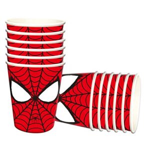 nuwontun 30pcs spider party birthday supplies,9oz disposable spider paper cups for spider party supplies favors decorations tableware.