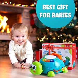 MAGIBX Educational Toys for 1 2 Year Old Boy Girl Gifts, Baby Toys 6 to 12 Months, Crawling Toys for Babies 6-12-18 Months Tummy Time, Light Up Musical Turtle Toys for 1 Year Old First Birthday Gifts