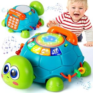 magibx educational toys for 1 2 year old boy girl gifts, baby toys 6 to 12 months, crawling toys for babies 6-12-18 months tummy time, light up musical turtle toys for 1 year old first birthday gifts