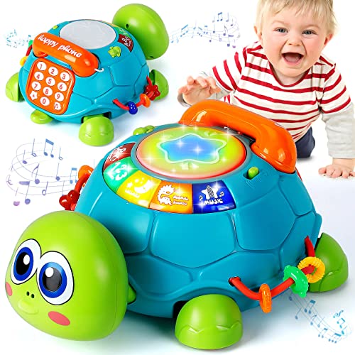 MAGIBX Educational Toys for 1 2 Year Old Boy Girl Gifts, Baby Toys 6 to 12 Months, Crawling Toys for Babies 6-12-18 Months Tummy Time, Light Up Musical Turtle Toys for 1 Year Old First Birthday Gifts