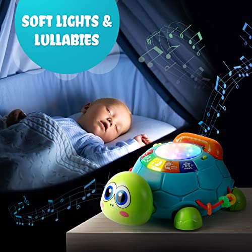 MAGIBX Educational Toys for 1 2 Year Old Boy Girl Gifts, Baby Toys 6 to 12 Months, Crawling Toys for Babies 6-12-18 Months Tummy Time, Light Up Musical Turtle Toys for 1 Year Old First Birthday Gifts