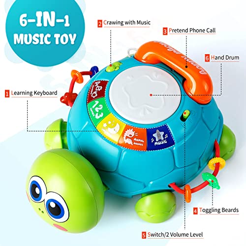 MAGIBX Educational Toys for 1 2 Year Old Boy Girl Gifts, Baby Toys 6 to 12 Months, Crawling Toys for Babies 6-12-18 Months Tummy Time, Light Up Musical Turtle Toys for 1 Year Old First Birthday Gifts